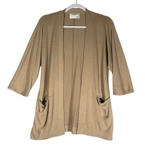 Wilfred Free Aritzia Sz XS Slub‎ Knit Rayon Blend Open Slouchy Cardigan Neutral